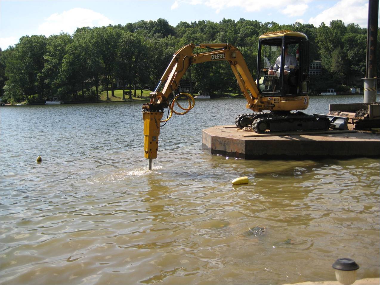 Jack hammering underwater road